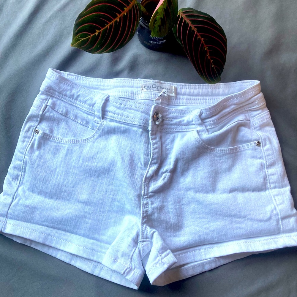C'EST TOI White Denim Jean Shorts Size S
